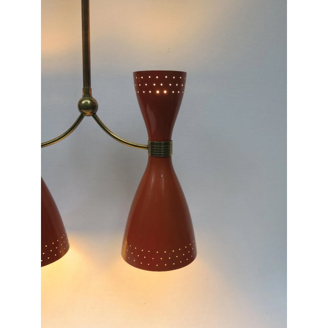 Italian Brass & Brown-Orange Aluminum Diabolo Pendant, 1950s For Sale - Image 17 of 18