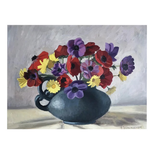 Roger Henri Jean-Mairet, Anémones, 1943, Oil on Canvas, Framed For Sale
