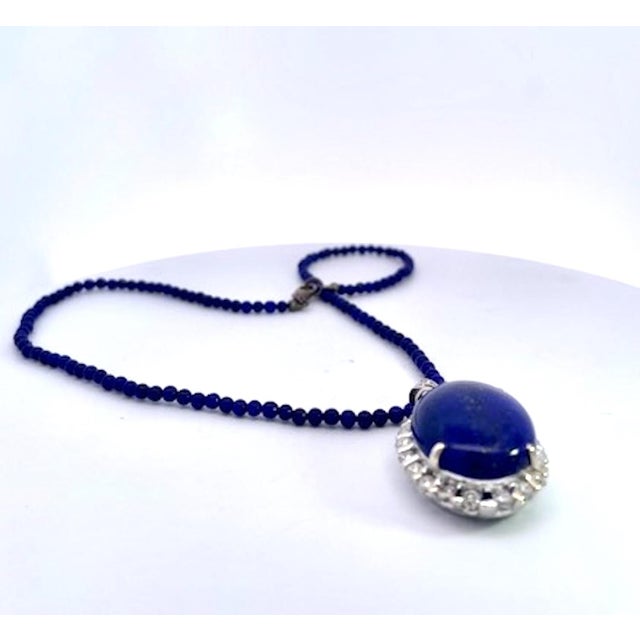Lapis Pendant With Lapis Bead Chain For Sale In Los Angeles - Image 6 of 7