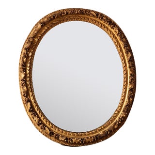 19th Century French Round Wooden Mirror For Sale