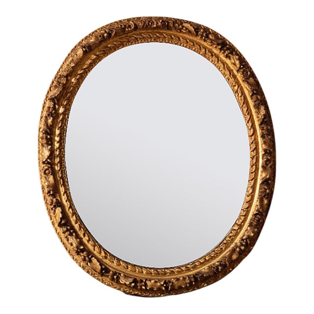 19th Century French Round Wooden Mirror For Sale