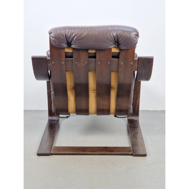 Vintage Armchair in Brown Leather and Bentwood attributed to Coja, 1970s For Sale - Image 12 of 18
