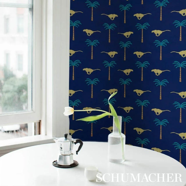 Hollywood Regency Sample - Schumacher X Cristina Buckley A Wild Desert Dream Wallpaper in Midnight For Sale - Image 3 of 3