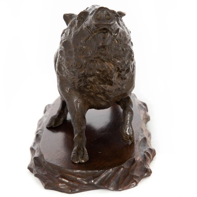 19th Century Japanese Meiji Bronze Okimono of a Wild Boar by Akasofu Gyokko For Sale - Image 5 of 13