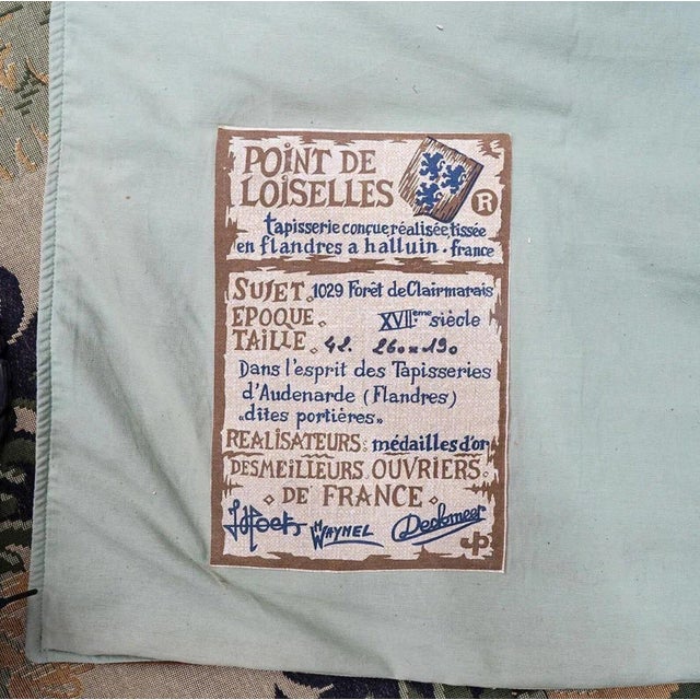 Textile Antique French Verdure Forest Jacquard Aubusson Tapestry For Sale - Image 7 of 7