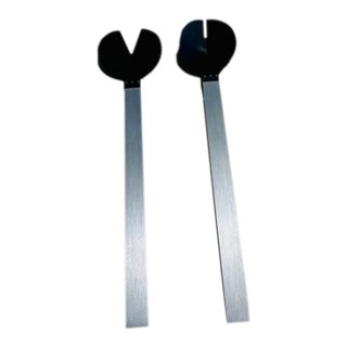 Never Used Vintage Post-Modern Anodized Aluminum Salad Servers by David Tisdale for Elika For Sale