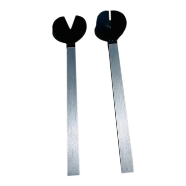 Never Used Vintage Post-Modern Anodized Aluminum Salad Servers by David Tisdale for Elika For Sale