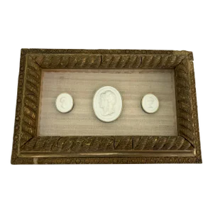 19th Century Grand Tour Intaglios in Antique Gilt Gesso Rope Frame