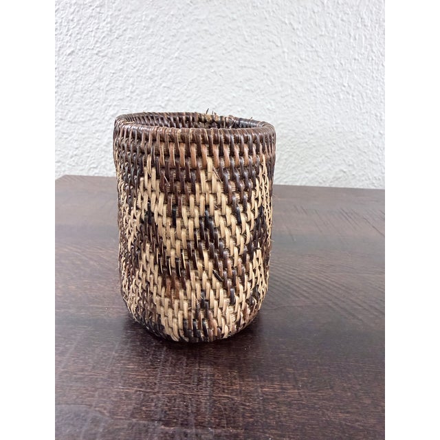 Vintage Hand-Woven Nito Vine Trinket Boxes & Basket Lot - Set of 4 For Sale - Image 10 of 12