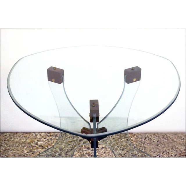 Coffee Table in Beveled Crystal with Wooden Joints ,1950s For Sale - Image 8 of 9