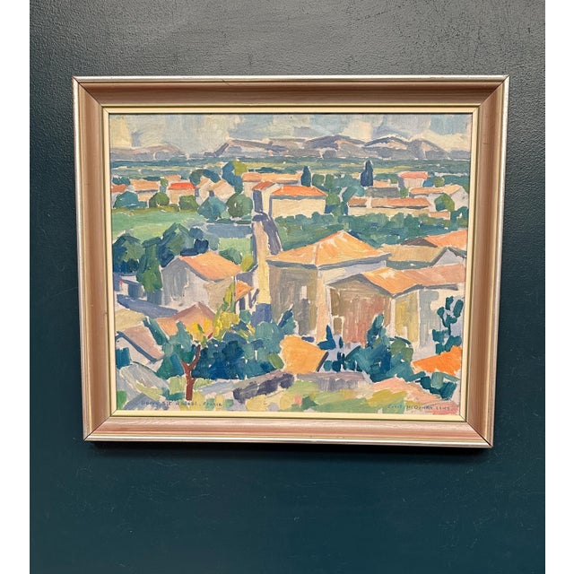 Original swedish oil on canvas – “bourg st andeol, france” by evert h. Duhan – signed & dated 1947 – vintage & framed – 64...