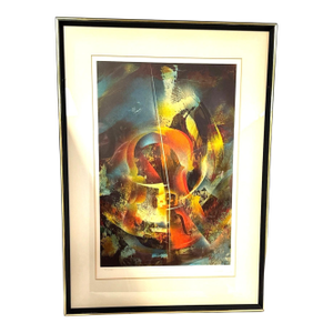1976 Leonardo Nierman Debussy Limited Edition Violin Lithograph Sound of Color Suite 44/250, Framed