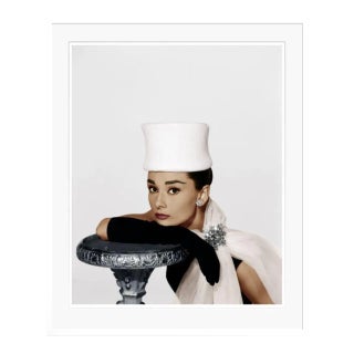 Audrey Hepburn Glamour Portrait in Tulle White Framed Archival Pigment Print For Sale