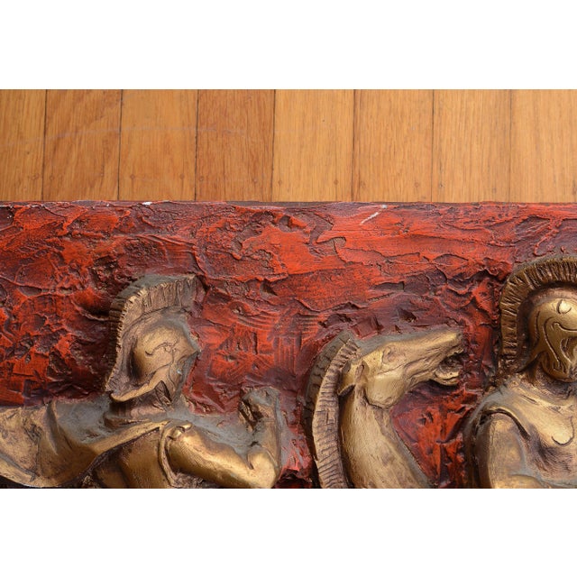 1960s Mid Century Finesse Originals J. Segura Roman Horses Relief Wall