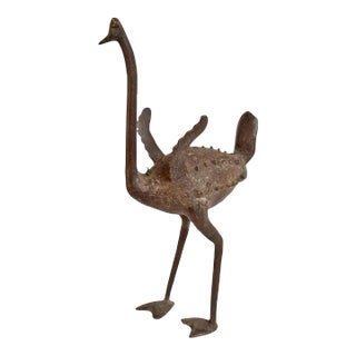 Vintage Bronze African Benin Ostrich For Sale