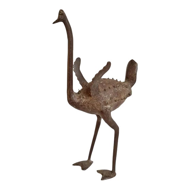 Vintage Bronze African Benin Ostrich For Sale