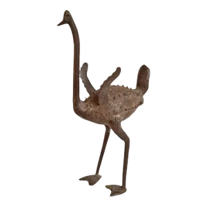 Vintage Bronze African Benin Ostrich
