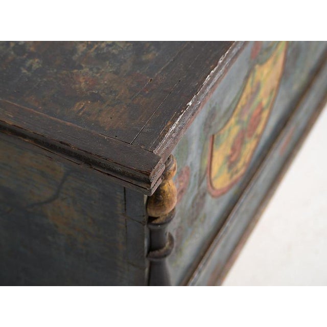 Indigo Blue Antique Bridal Trunk, 1850s For Sale - Image 4 of 18