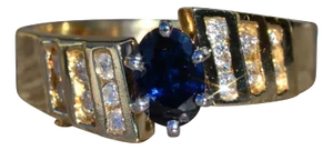 The Geraldine: Ladies 14K Gold Sapphire and Diamond Ring