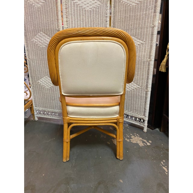 1970s Mid Century Boho Chic Rattan and Bamboo Side Chair For Sale - Image 4 of 9