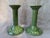 1980s Vintage Bordallo Pinheiro Green Ceramic Candlestick a Pair For Sale - Image 5 of 11
