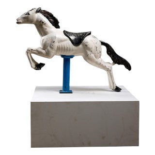 Mid-Century Industrial Aluminum Carousel Horse Figure on Stand, 1960s For Sale