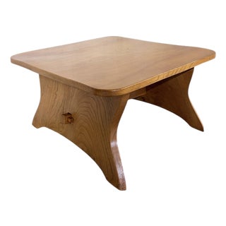 Mid-Century Rustic Elm Coffee Table with Sculptural Legs For Sale