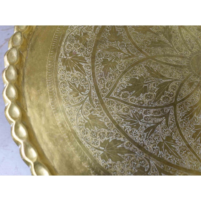 Mid Century Hammered Brass Tray Folding Coffee Table For Sale In Chicago - Image 6 of 11
