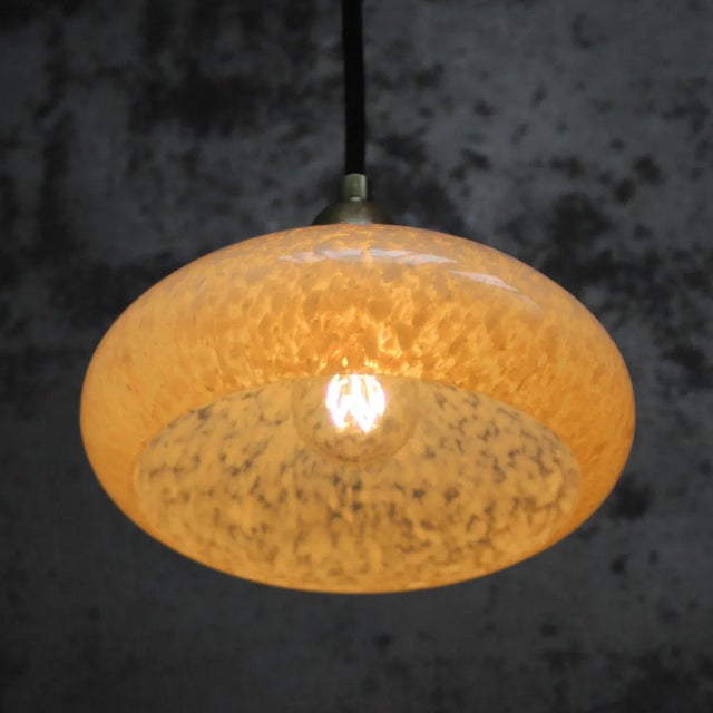 Mid-Century Modern French Clichy Yellow Glass Pendant Lamp For Sale - Image 3 of 8