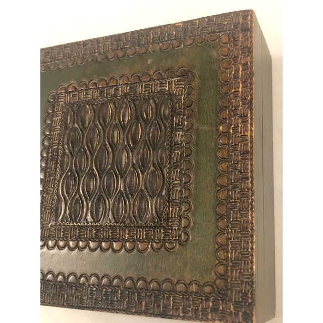 Vintage Olive Green Tramp Art Box For Sale - Image 10 of 12
