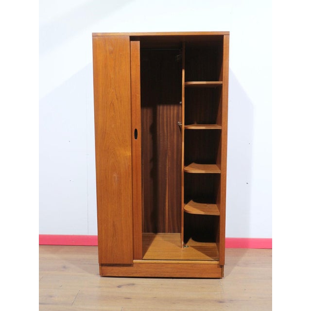 Wood Mid Century Modern Vintage Teak Tambour Door Low Armoire Wardrobe by Austinsuite For Sale - Image 7 of 15