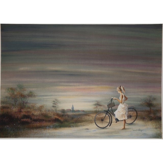 Bernard Charoy, Jeune fille à bicyclette, Lithograph For Sale