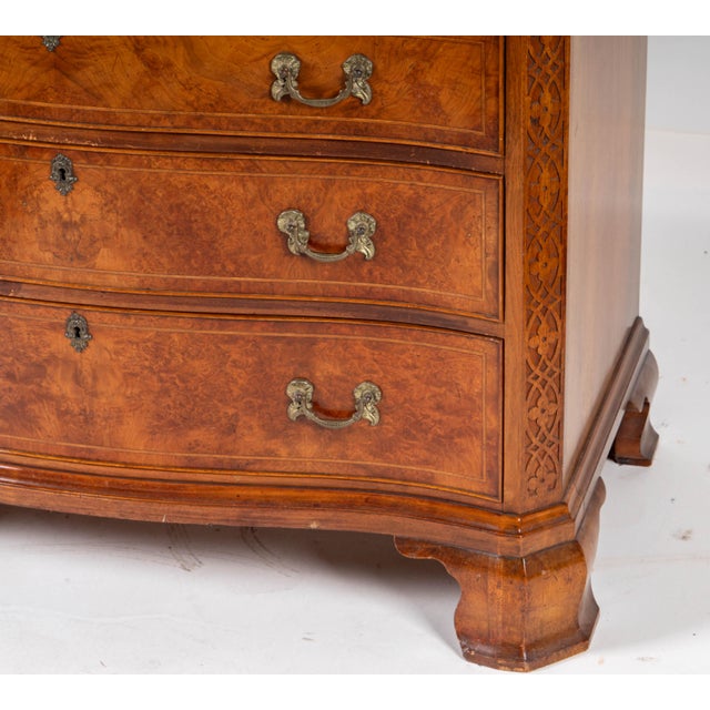 Brass Vintage Chippendale-Style Serpentine Chest With Hidden Writing Drawer, C. 1940s For Sale - Image 8 of 14
