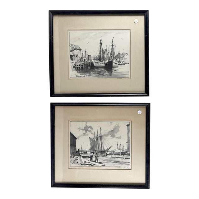 Early 20th Century Two Gordon Hope Grant ( 1875-1962), "Sunday in Port" and "Gloucester Wharves"., Lithographs For Sale