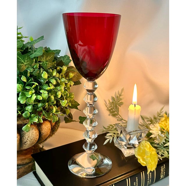 Vintage Baccarat Vega Ruby Red Rhine Wine Glass For Sale In Phoenix - Image 6 of 10