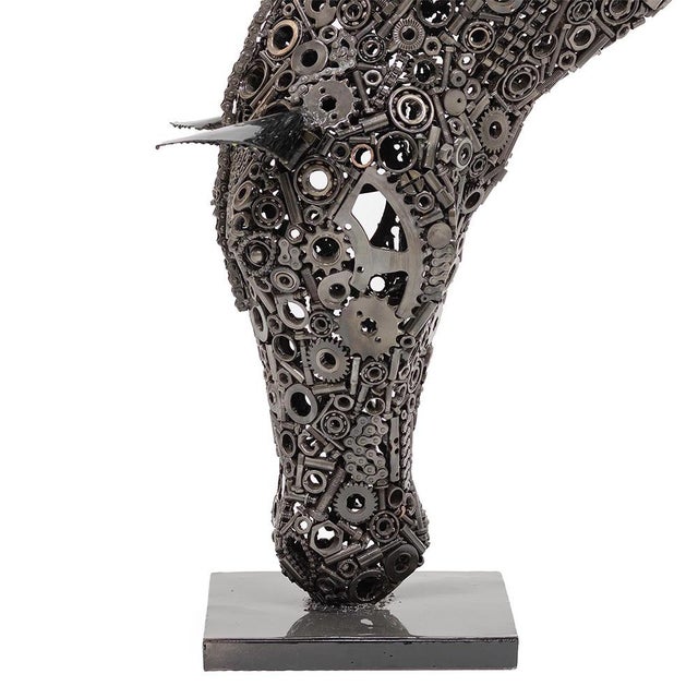 Premium Handcrafted Recycled Metal Horse Head Sculpture | 37" | One of a Kind For Sale - Image 4 of 8