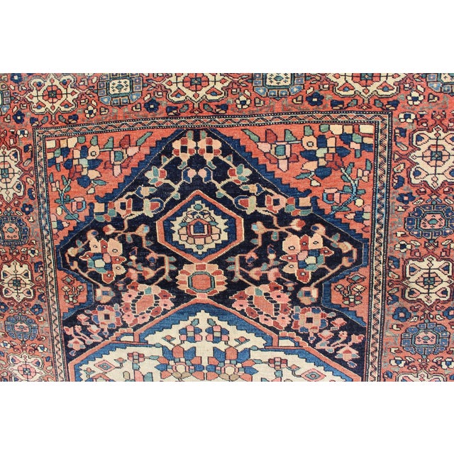 Ink Blue Persian Sarouk Faraghan Small Rug With Medallion Design Antique 3'6"x4'9" For Sale - Image 8 of 10