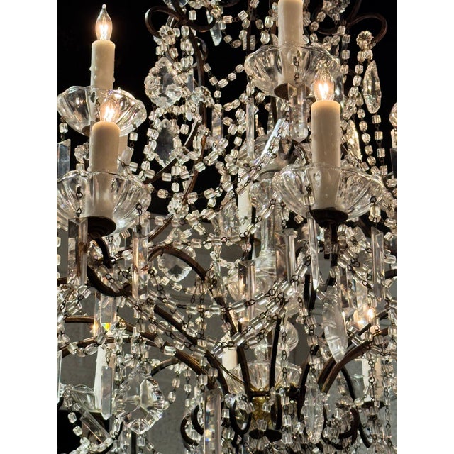 Metal Antique French Crystal Chandeliers For Sale - Image 7 of 12