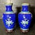 Mid 20th Century 2 Beautiful Vintage Blue Chinese Cloisonné Vases With Floral Motifs on Wooden Stands For Sale - Image 5 of 6