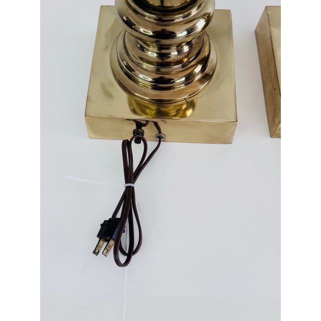 1960s Tommi Parzinger Style Stiffel Solid Brass Table Lamps, a Pair For Sale In Boston - Image 6 of 10