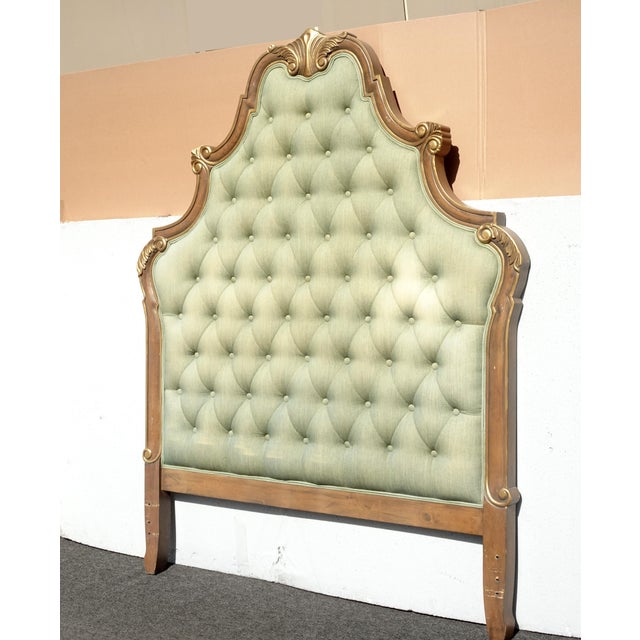 Gorgeous Headboard in Good Vintage Condition. Solid and Firm. There is one small area on the fabric that is faded. Almost...