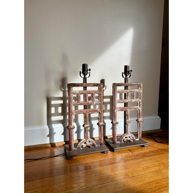 French Antique Architectural Table Lamps, Pair For Sale - Image 12 of 16