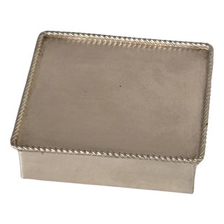 Vintage French Silver-Plated Metal Cigarette Box with Wooden Interior, 1970s For Sale