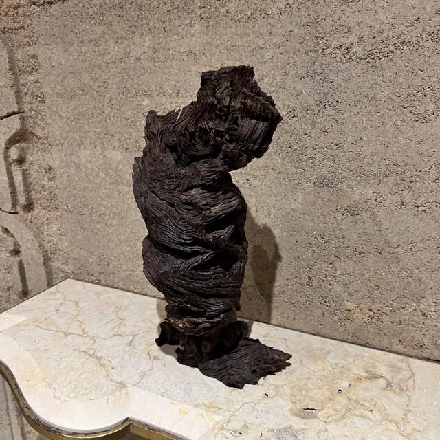 AMBIANIC presents Organic Form Wood Root Sculpture 7.5 w x 4.75 d x 13.75 h Original vintage Refer to images listed