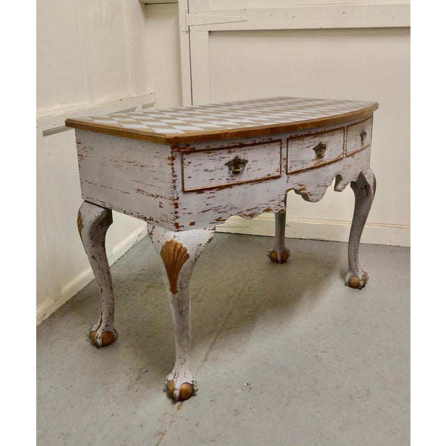 Baroque Georgian Baroque Bow Front Painted Console Side Table, 1800s For Sale - Image 3 of 11