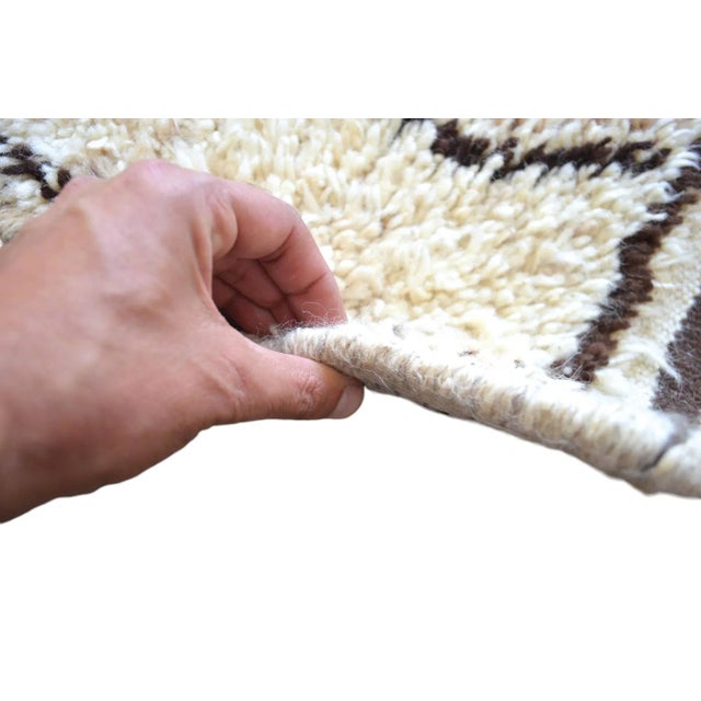 Hand-Knotted Kurdish Runner Rug . Boucherouite Style Wide Runner Rug Herki - No Dyes - 3′3″ × 12′8″ For Sale - Image 10 of 12