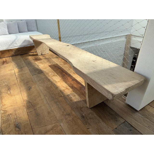 Andrianna Shamaris Impressive Live Edge Teak Wood Long Bench For Sale - Image 10 of 18