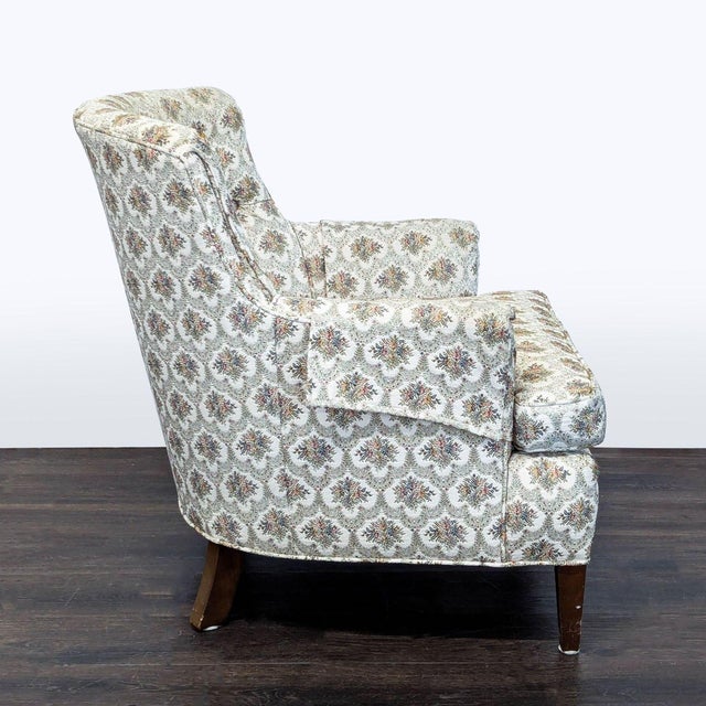 Classic Vintage Lounge Chair With Patterned Upholstery For Sale - Image 4 of 8
