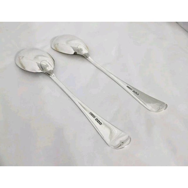 Metal Antique Edwardian Sterling Silver Serving Spoons, Sheffield, 1905, Set of 2 For Sale - Image 7 of 14