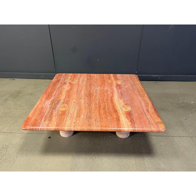Red Travertine Coffee Table by Angelo Mangiarotti for Up&Up, Italy, 1970s For Sale - Image 4 of 16